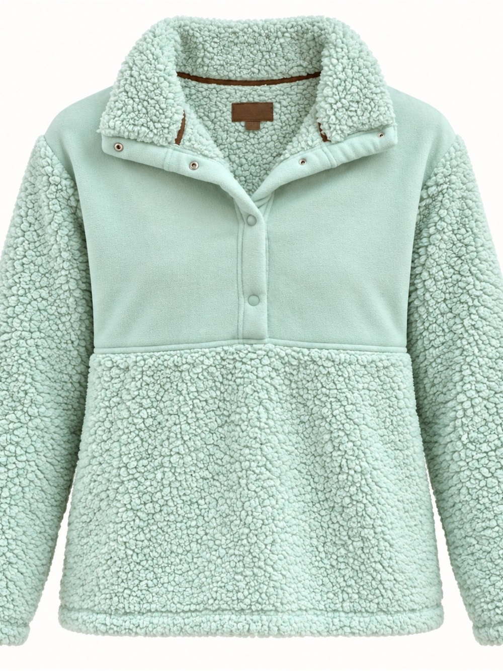 Koolaburra UGG Mint Green Sherpa Snap Pullover 2X Gorpcore Cozy Cabin Fleece XXL